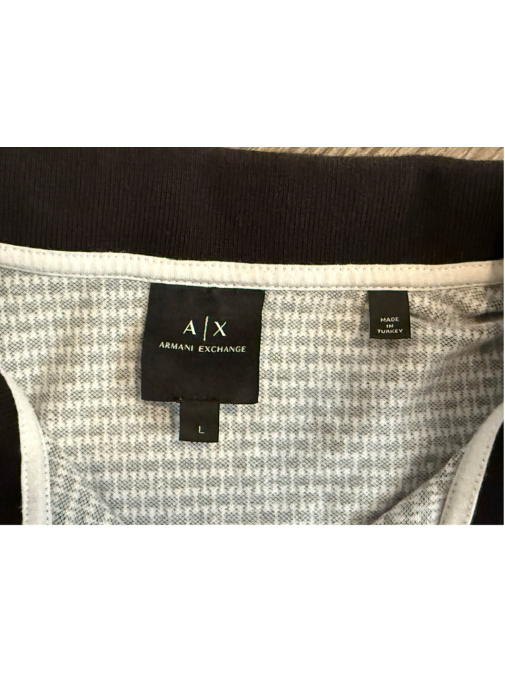 Armani Exchange A|X Men’s Polo Shirt Large Black White Geometric Print - Picture 4 of 5
